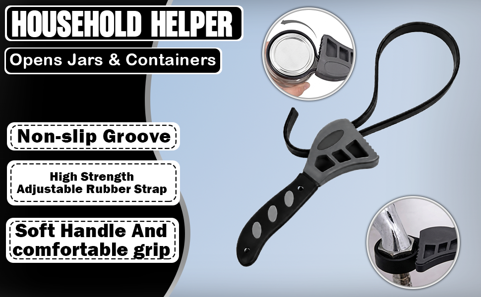 2-Pack Adjustable Rubber Strap Wrench Set – Heavy-Duty Oil Filter Wrench