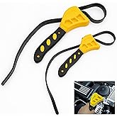 2-Pack Adjustable Rubber Strap Wrench Set – Heavy-Duty Oil Filter Wrench
