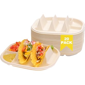 Disposable Taco Plates – 2 Taco & 2 Side Compartments