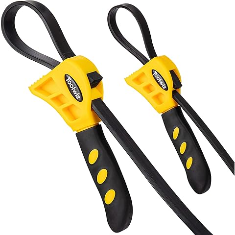 2-Pack Adjustable Rubber Strap Wrench Set – Heavy-Duty Oil Filter Wrench
