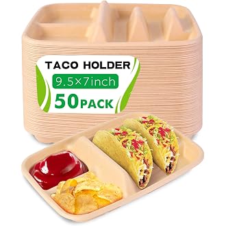 Disposable Taco Plates – 2 Taco & 2 Side Compartments