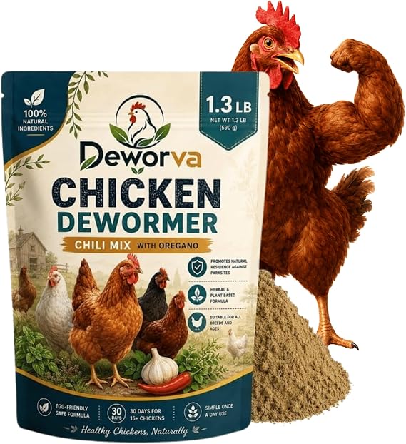 Chicken Dewormer for Poultry, Natural Herbal Supplement with Chili Pepper
